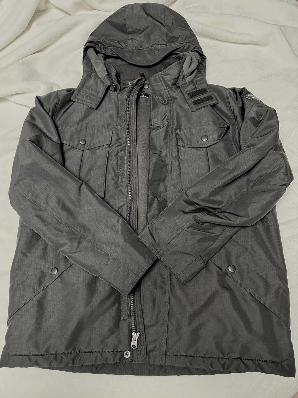 Abercrombie Men's Midweight Technical Hooded Weather-Resistant Jacket - Black